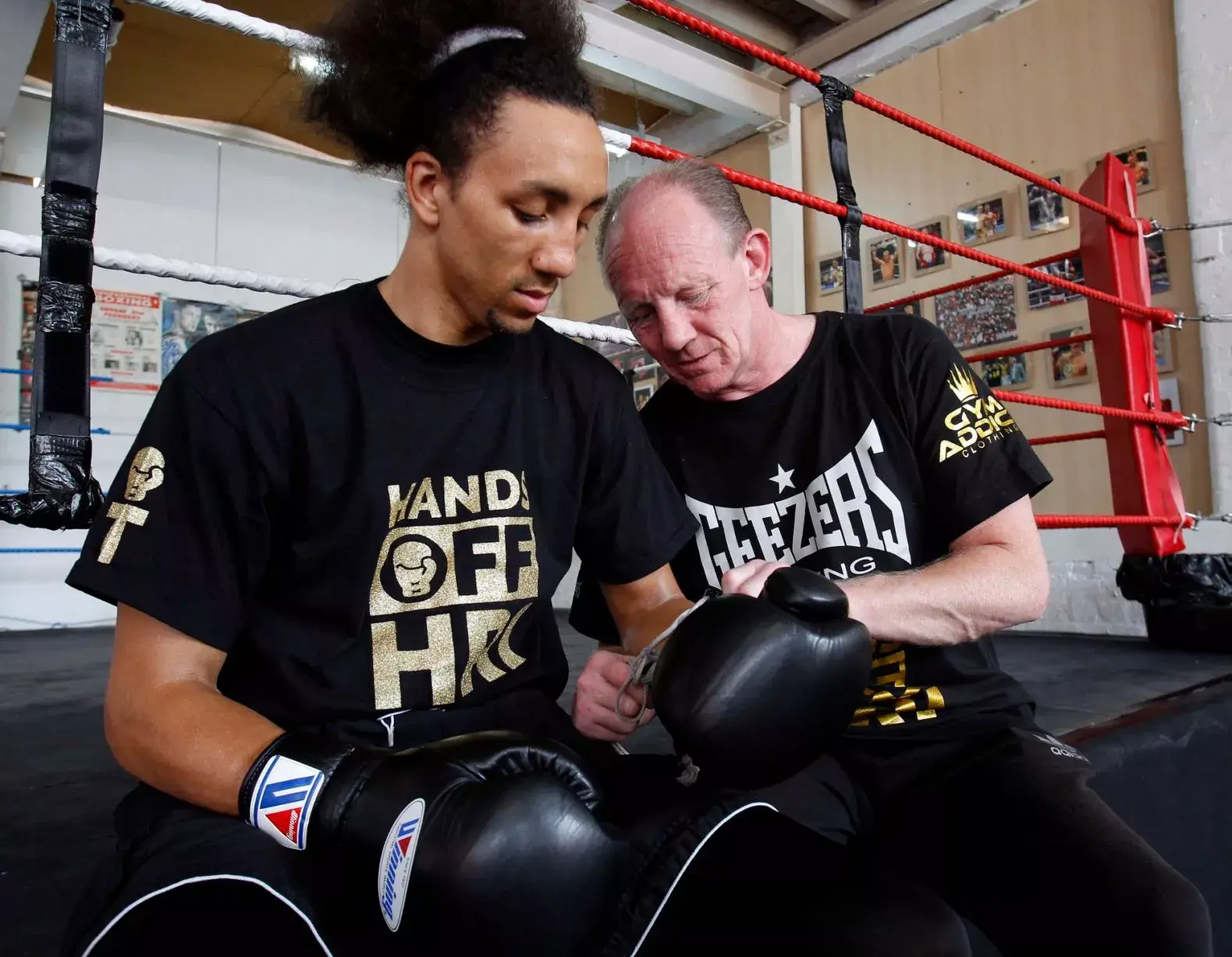 Chris Aston and Tyrone Nurse inside Aston boxing club